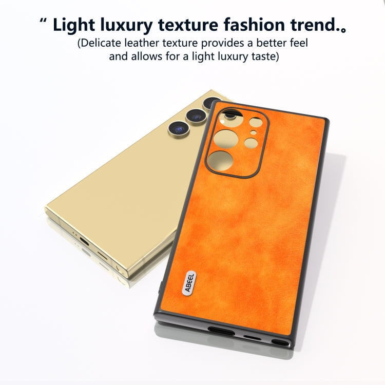 For Samsung Galaxy S24 Ultra 5G ABEEL Dual Color Lichi Texture PU Phone Case(Orange) - HoMEdemic™ 