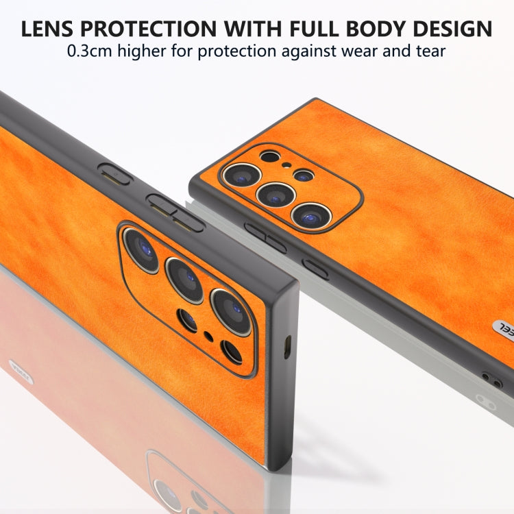 For Samsung Galaxy S24 Ultra 5G ABEEL Dual Color Lichi Texture PU Phone Case(Orange) - HoMEdemic™ 