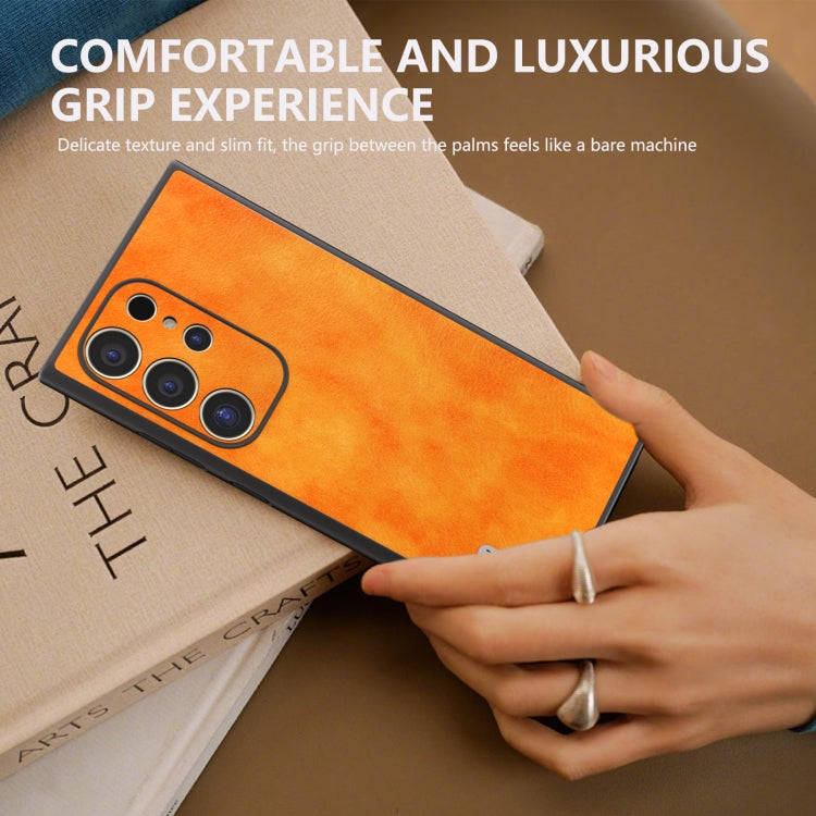 For Samsung Galaxy S24 Ultra 5G ABEEL Dual Color Lichi Texture PU Phone Case(Orange) - HoMEdemic™ 