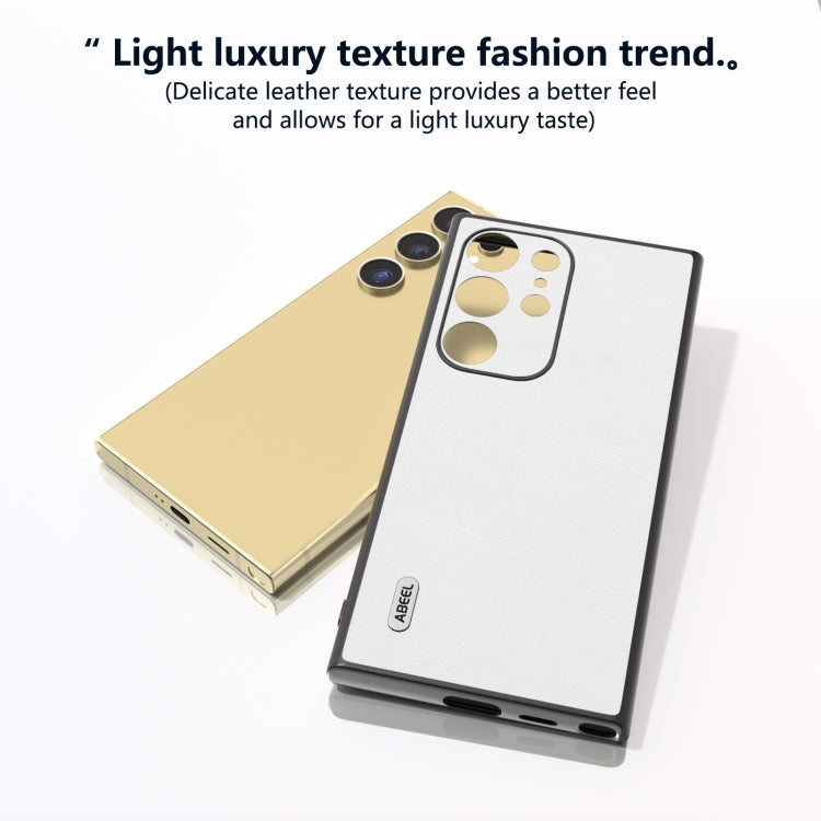 For Samsung Galaxy S24 Ultra 5G ABEEL Dual Color Lichi Texture PU Phone Case(White) - HoMEdemic™ 
