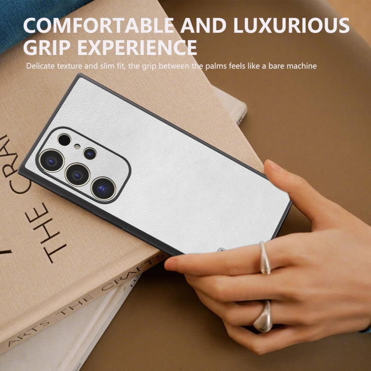 For Samsung Galaxy S24 Ultra 5G ABEEL Dual Color Lichi Texture PU Phone Case(White) - HoMEdemic™ 