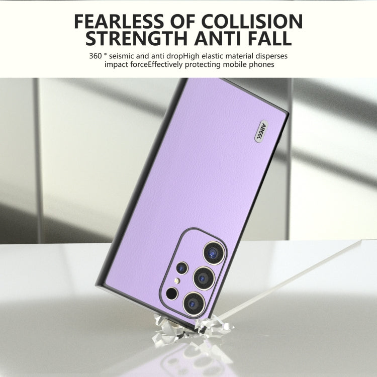 For Samsung Galaxy S24 Ultra 5G ABEEL Ecological Leather Shockproof PU Phone Case(Purple) - HoMEdemic™ 