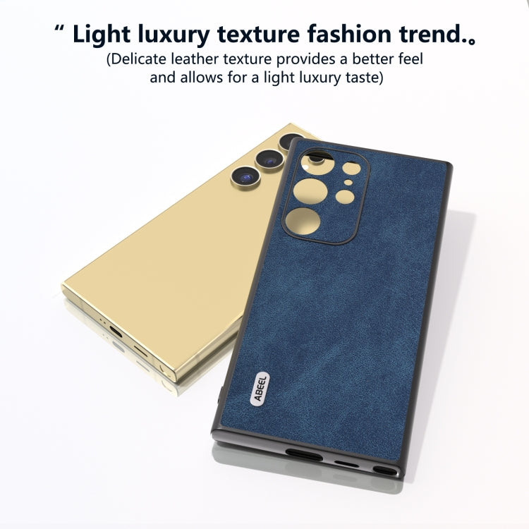 For Samsung Galaxy S24 Ultra 5G ABEEL Elegant Series PU Leather Black Edge Phone Case(Blue) - HoMEdemic™ 