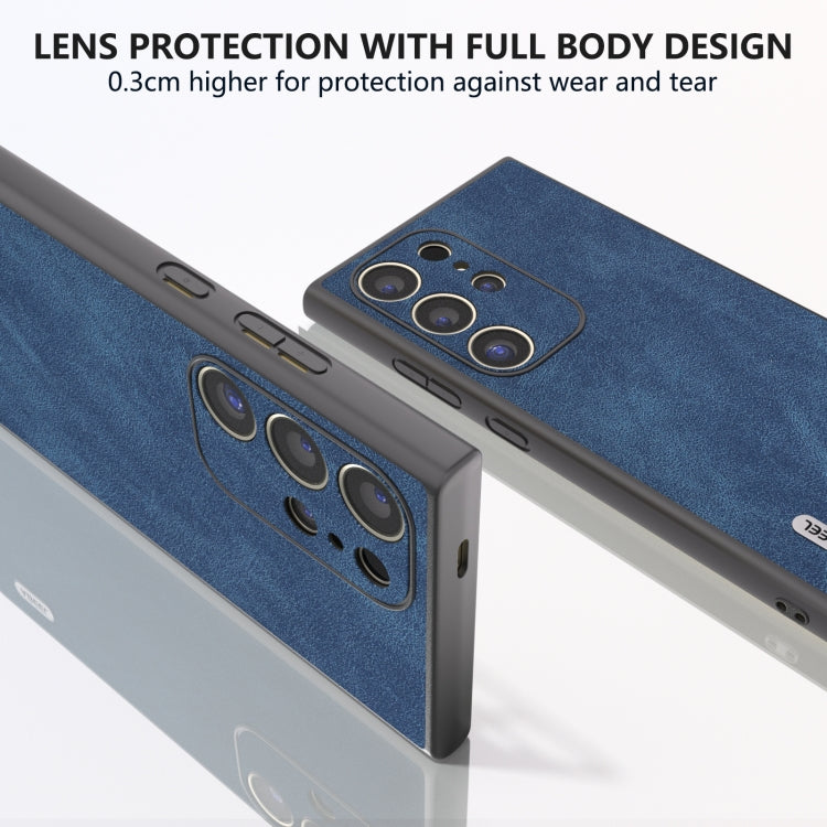 For Samsung Galaxy S24 Ultra 5G ABEEL Elegant Series PU Leather Black Edge Phone Case(Blue) - HoMEdemic™ 