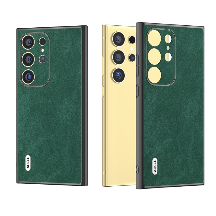 For Samsung Galaxy S24 Ultra 5G ABEEL Elegant Series PU Leather Black Edge Phone Case(Green) - HoMEdemic™ 