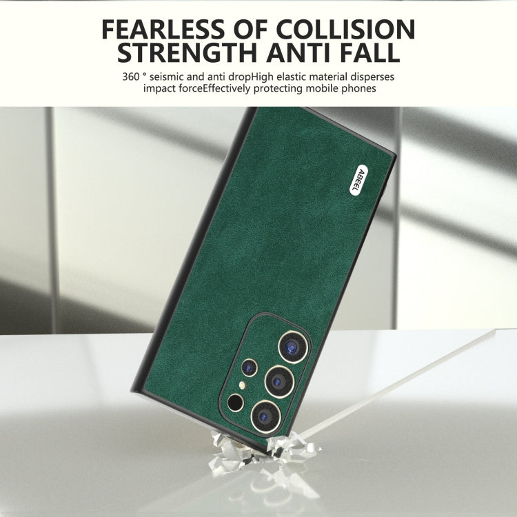 For Samsung Galaxy S24 Ultra 5G ABEEL Elegant Series PU Leather Black Edge Phone Case(Green) - HoMEdemic™ 