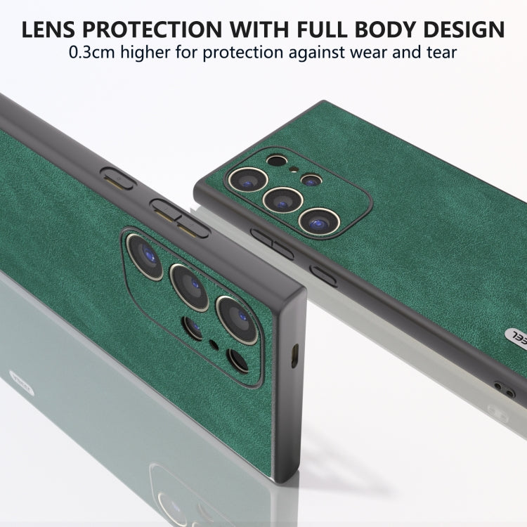 For Samsung Galaxy S24 Ultra 5G ABEEL Elegant Series PU Leather Black Edge Phone Case(Green) - HoMEdemic™ 