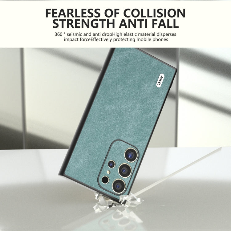 For Samsung Galaxy S24 Ultra 5G ABEEL Elegant Series PU Leather Black Edge Phone Case(Light Blue) - HoMEdemic™ 