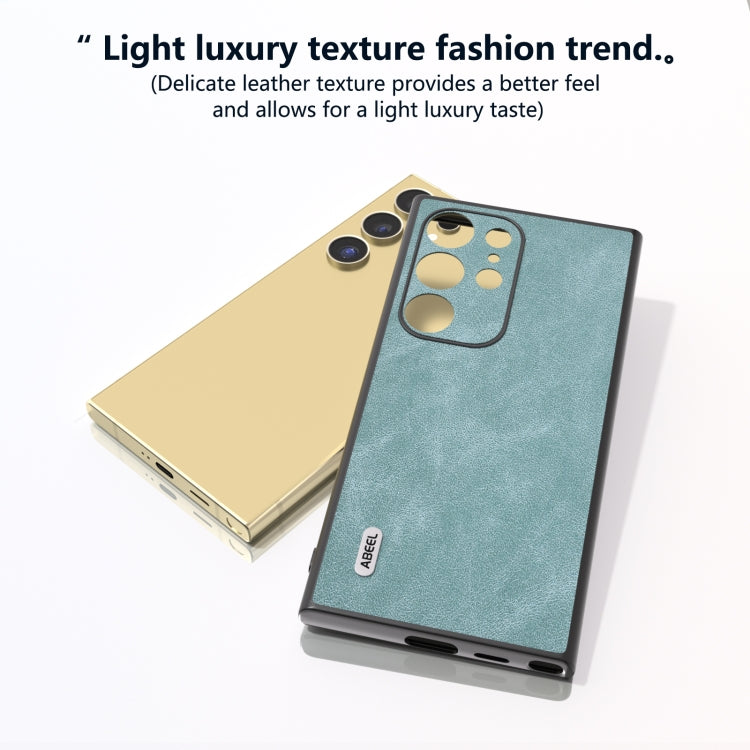 For Samsung Galaxy S24 Ultra 5G ABEEL Elegant Series PU Leather Black Edge Phone Case(Light Blue) - HoMEdemic™ 