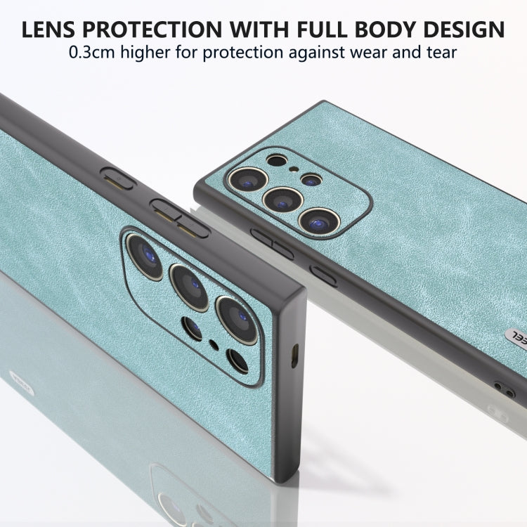 For Samsung Galaxy S24 Ultra 5G ABEEL Elegant Series PU Leather Black Edge Phone Case(Light Blue) - HoMEdemic™ 