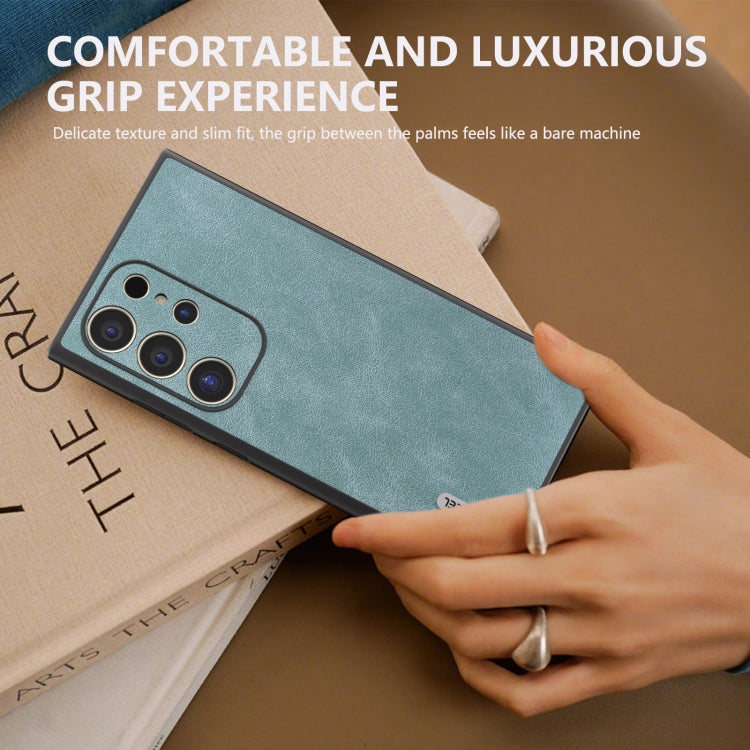 For Samsung Galaxy S24 Ultra 5G ABEEL Elegant Series PU Leather Black Edge Phone Case(Light Blue) - HoMEdemic™ 