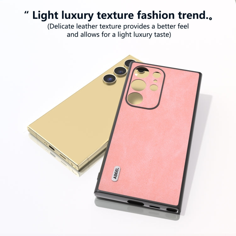 For Samsung Galaxy S24 Ultra 5G ABEEL Elegant Series PU Leather Black Edge Phone Case(Pink) - HoMEdemic™ 
