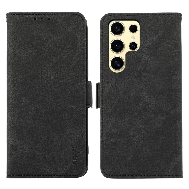 For Samsung Galaxy S24 Ultra 5G ABEEL Frosted Magnetic RFID Leather Phone Case(Black) - HoMEdemic™ 