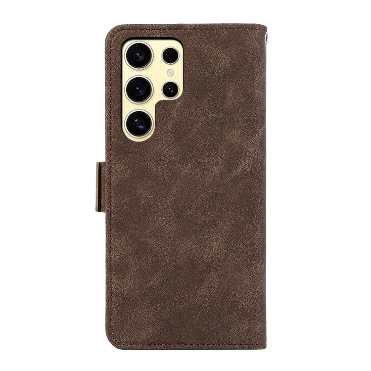 For Samsung Galaxy S24 Ultra 5G ABEEL Frosted Magnetic RFID Leather Phone Case(Brown) - HoMEdemic™ 