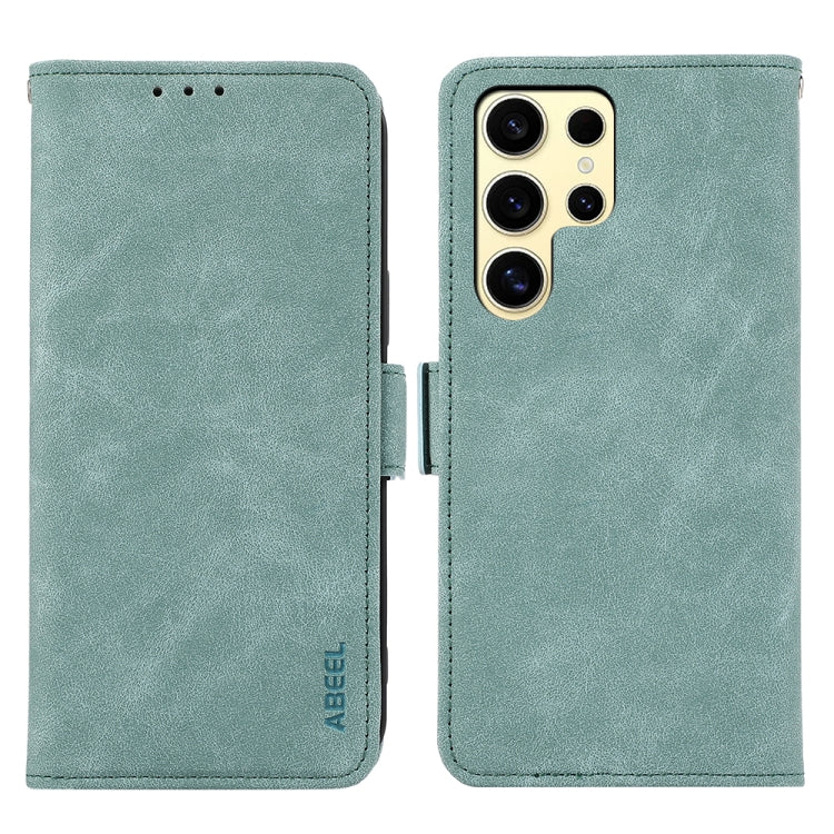For Samsung Galaxy S24 Ultra 5G ABEEL Frosted Magnetic RFID Leather Phone Case(Cyan) - HoMEdemic™ 