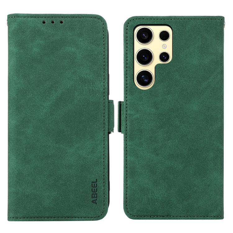 For Samsung Galaxy S24 Ultra 5G ABEEL Frosted Magnetic RFID Leather Phone Case(Green) - HoMEdemic™ 