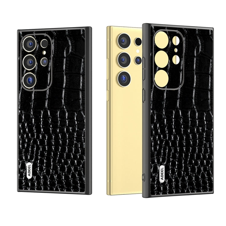 For Samsung Galaxy S24 Ultra 5G ABEEL Genuine Leather Crocodile Pattern Phone Case(Black) - HoMEdemic™ 