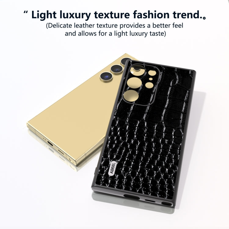 For Samsung Galaxy S24 Ultra 5G ABEEL Genuine Leather Crocodile Pattern Phone Case(Black) - HoMEdemic™ 