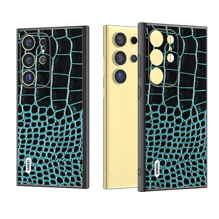 For Samsung Galaxy S24 Ultra 5G ABEEL Genuine Leather Crocodile Pattern Phone Case(Blue) - HoMEdemic™ 