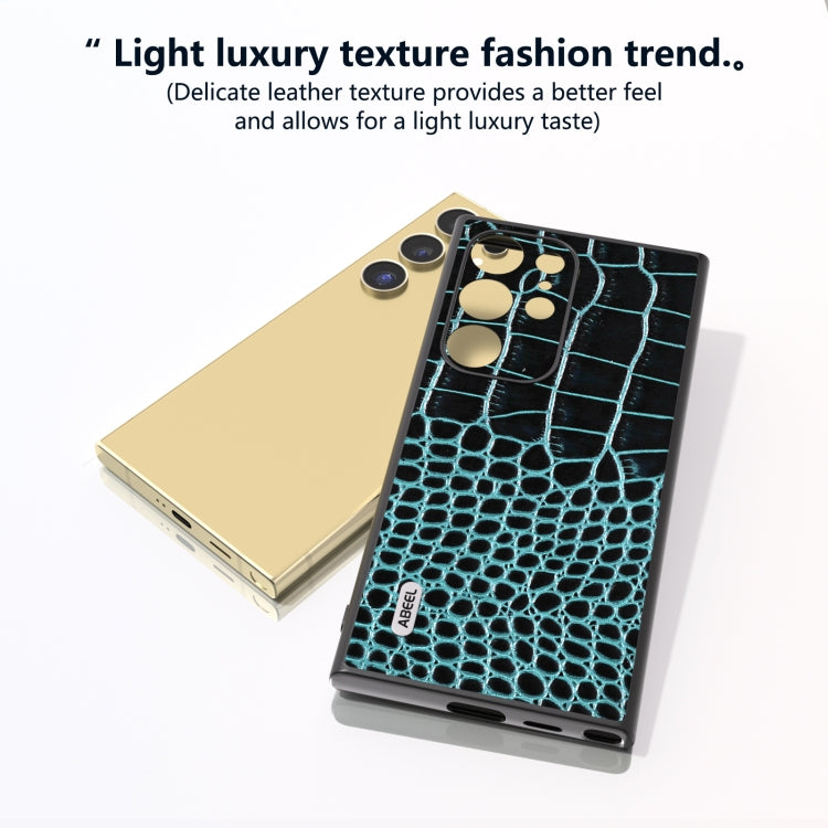 For Samsung Galaxy S24 Ultra 5G ABEEL Genuine Leather Crocodile Pattern Phone Case(Blue) - HoMEdemic™ 
