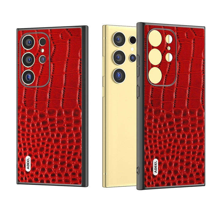 For Samsung Galaxy S24 Ultra 5G ABEEL Genuine Leather Crocodile Pattern Phone Case(Red) - HoMEdemic™ 