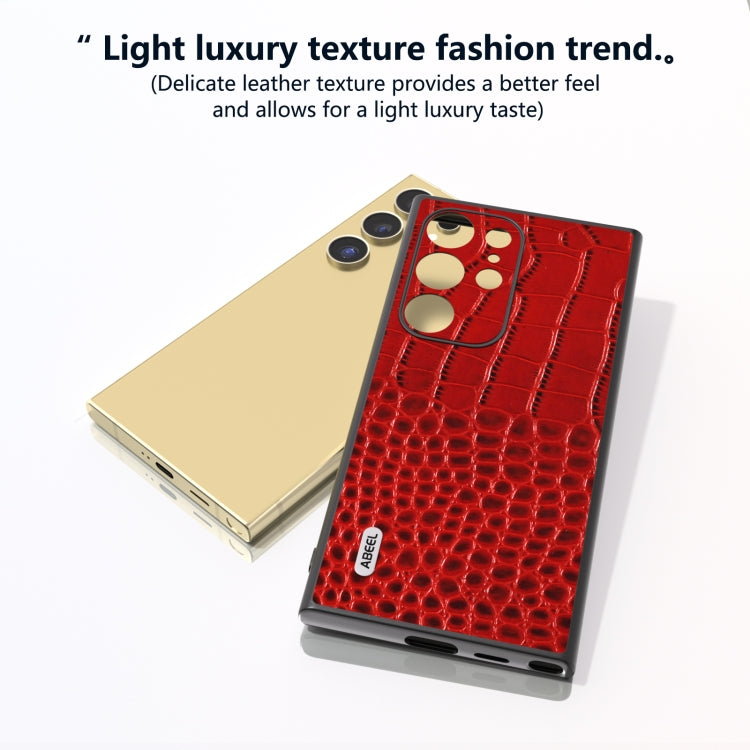 For Samsung Galaxy S24 Ultra 5G ABEEL Genuine Leather Crocodile Pattern Phone Case(Red) - HoMEdemic™ 