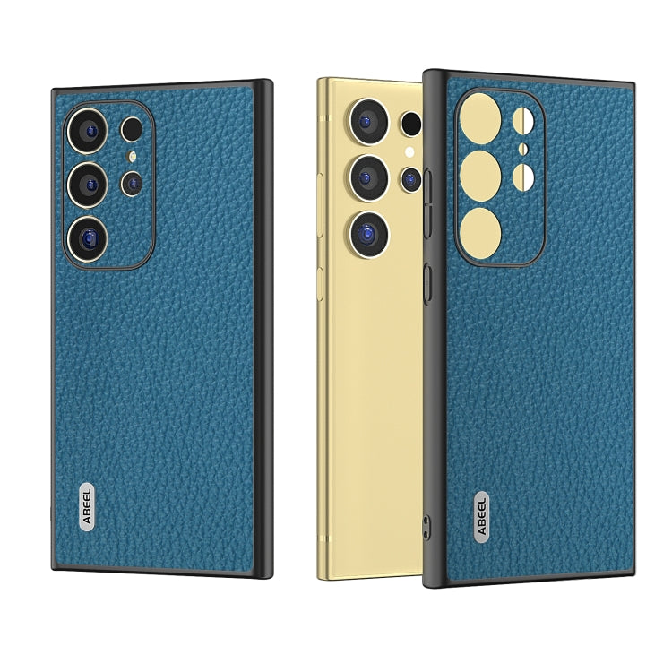 For Samsung Galaxy S24 Ultra 5G ABEEL Genuine Leather Litchi Texture Phone Case(Blue) - HoMEdemic™ 
