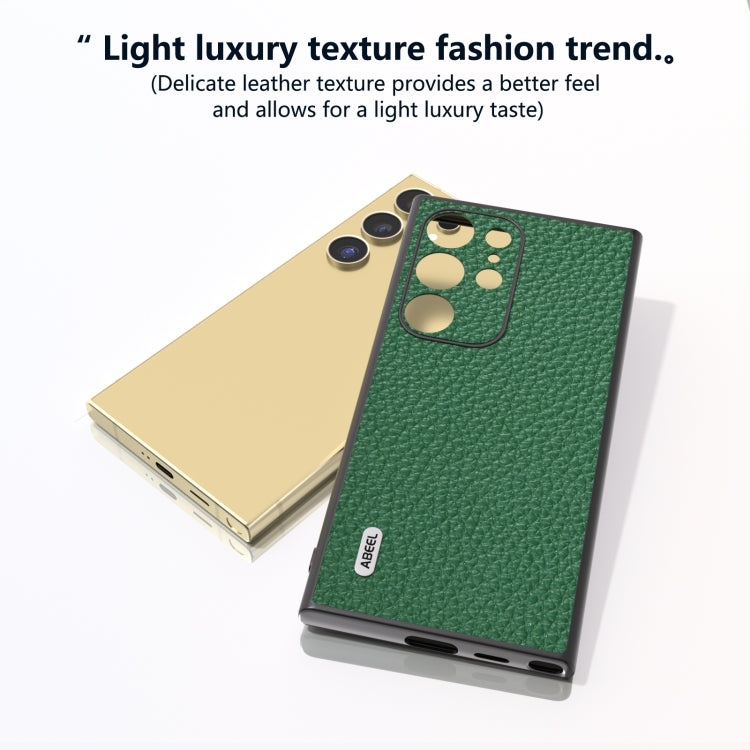 For Samsung Galaxy S24 Ultra 5G ABEEL Genuine Leather Litchi Texture Phone Case(Green) - HoMEdemic™ 