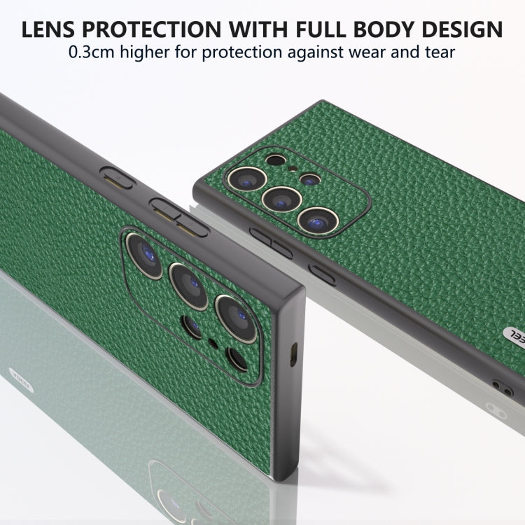 For Samsung Galaxy S24 Ultra 5G ABEEL Genuine Leather Litchi Texture Phone Case(Green) - HoMEdemic™ 