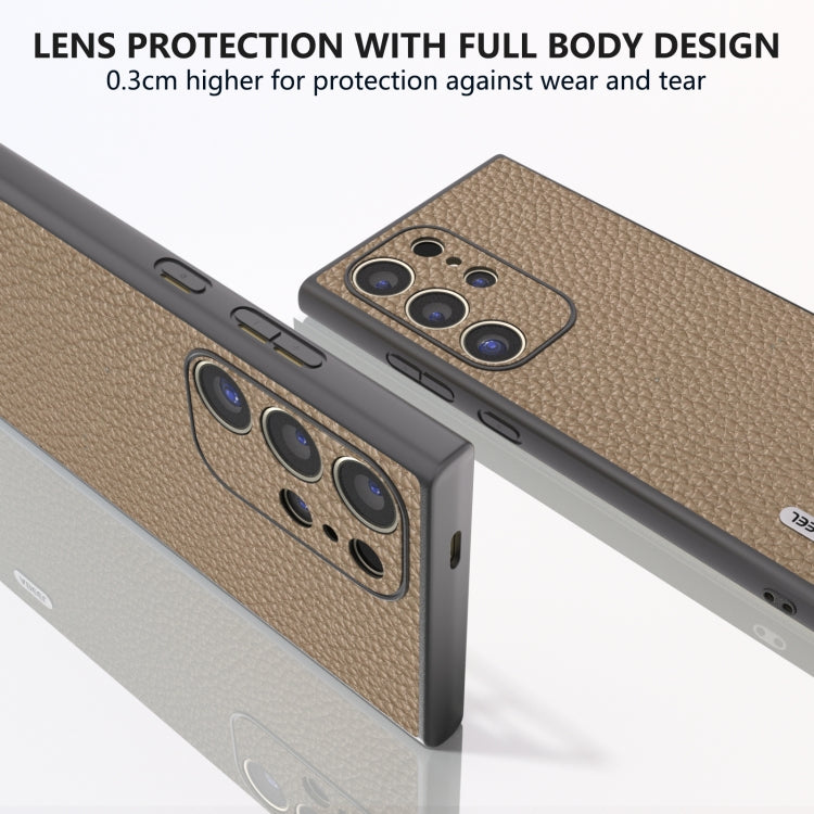 For Samsung Galaxy S24 Ultra 5G ABEEL Genuine Leather Litchi Texture Phone Case(Grey) - HoMEdemic™ 