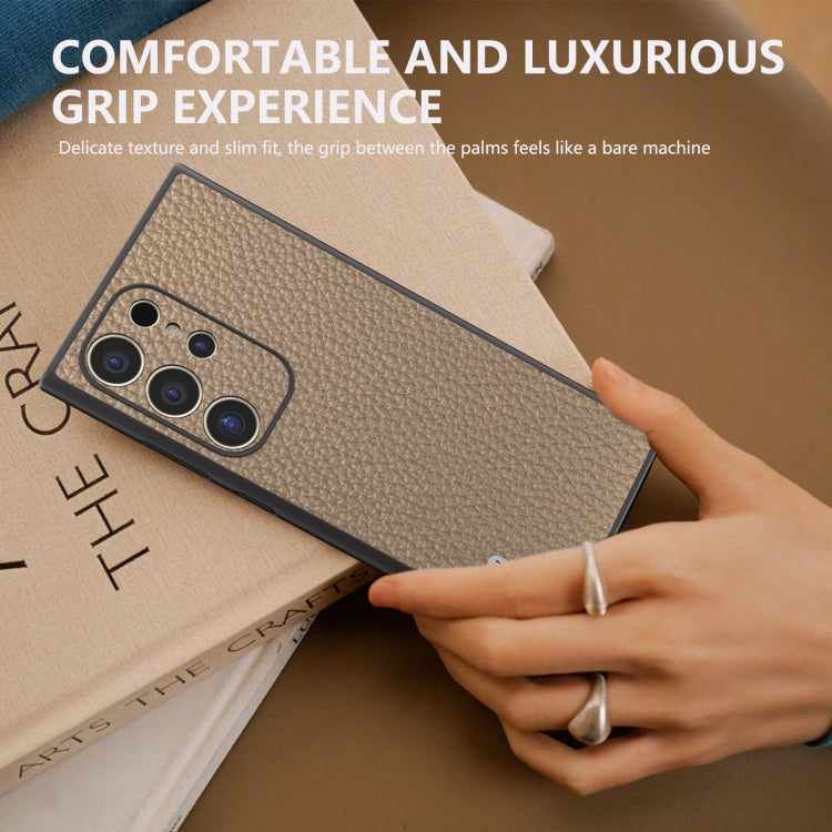 For Samsung Galaxy S24 Ultra 5G ABEEL Genuine Leather Litchi Texture Phone Case(Grey) - HoMEdemic™ 