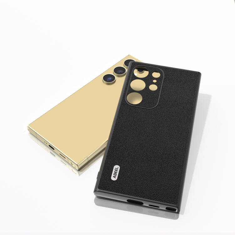 For Samsung Galaxy S24 Ultra 5G ABEEL Genuine Leather Luolai Series Phone Case(Black) - HoMEdemic™ 