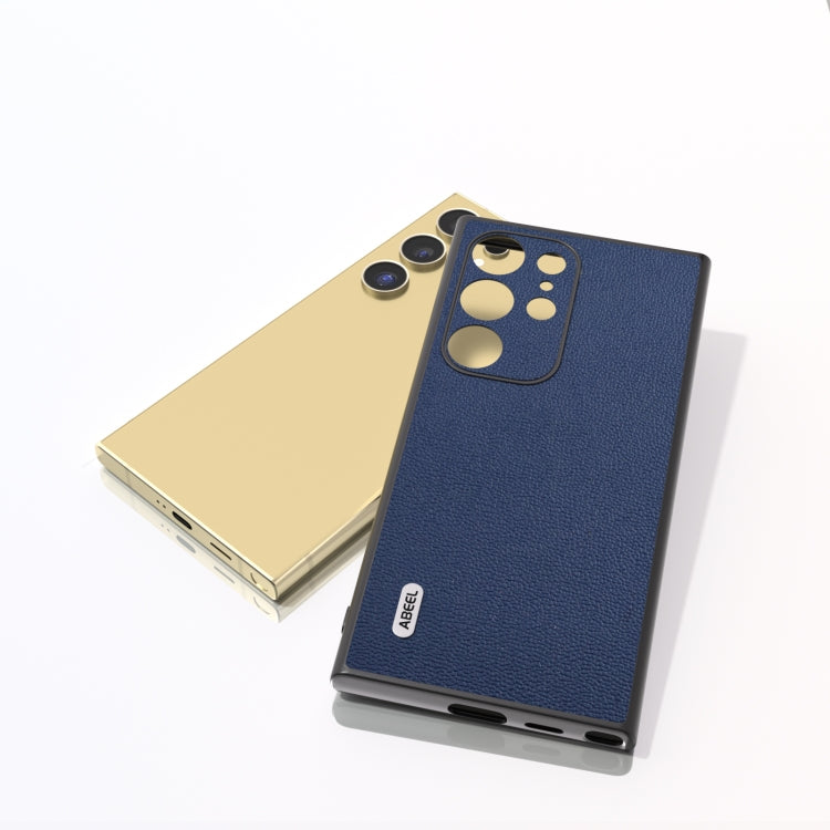 For Samsung Galaxy S24 Ultra 5G ABEEL Genuine Leather Luolai Series Phone Case(Dark Blue) - HoMEdemic™ 