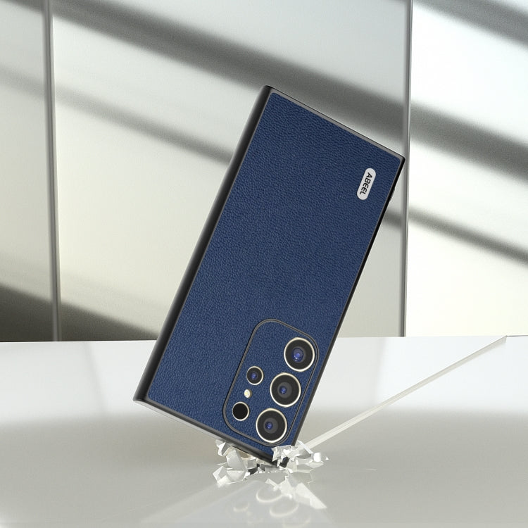 For Samsung Galaxy S24 Ultra 5G ABEEL Genuine Leather Luolai Series Phone Case(Dark Blue) - HoMEdemic™ 