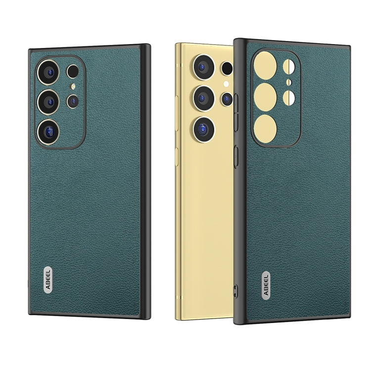 For Samsung Galaxy S24 Ultra 5G ABEEL Genuine Leather Luolai Series Phone Case(Dark Green) - HoMEdemic™ 