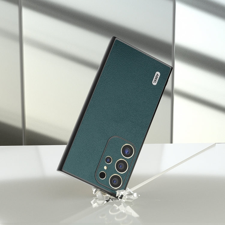 For Samsung Galaxy S24 Ultra 5G ABEEL Genuine Leather Luolai Series Phone Case(Dark Green) - HoMEdemic™ 