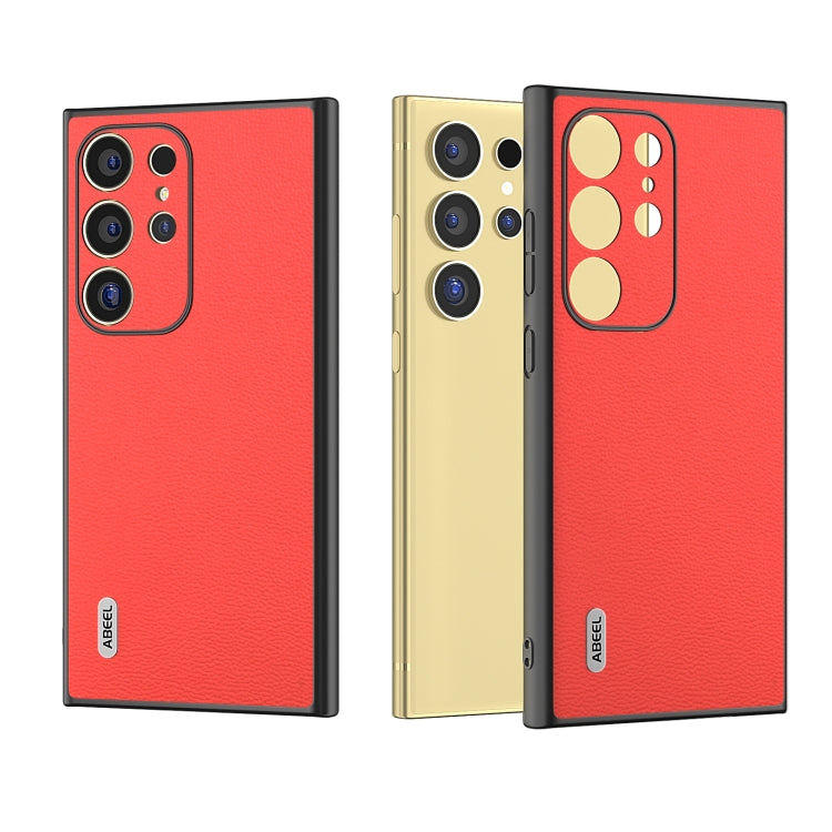 For Samsung Galaxy S24 Ultra 5G ABEEL Genuine Leather Luolai Series Phone Case(Red) - HoMEdemic™ 