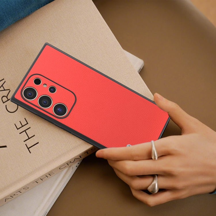 For Samsung Galaxy S24 Ultra 5G ABEEL Genuine Leather Luolai Series Phone Case(Red) - HoMEdemic™ 