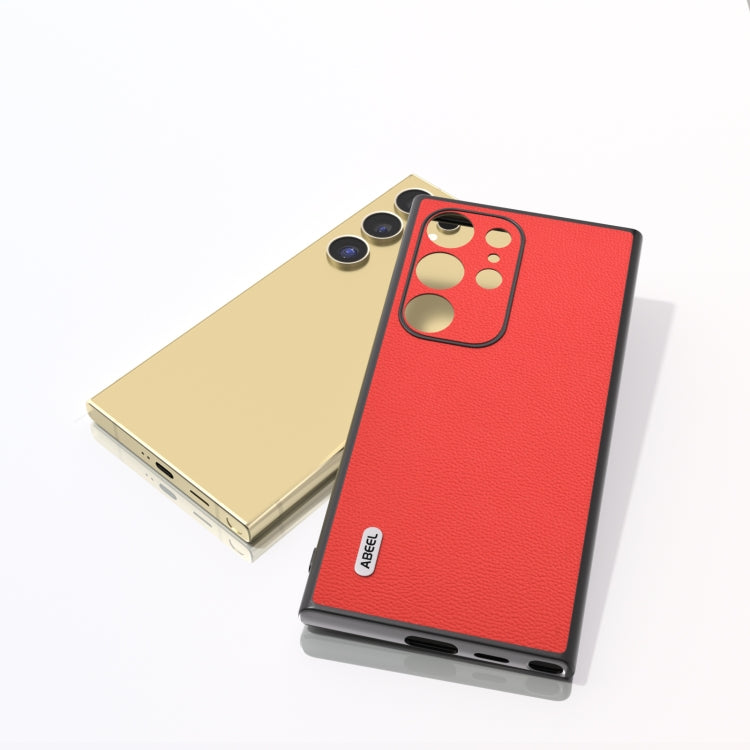 For Samsung Galaxy S24 Ultra 5G ABEEL Genuine Leather Luolai Series Phone Case(Red) - HoMEdemic™ 