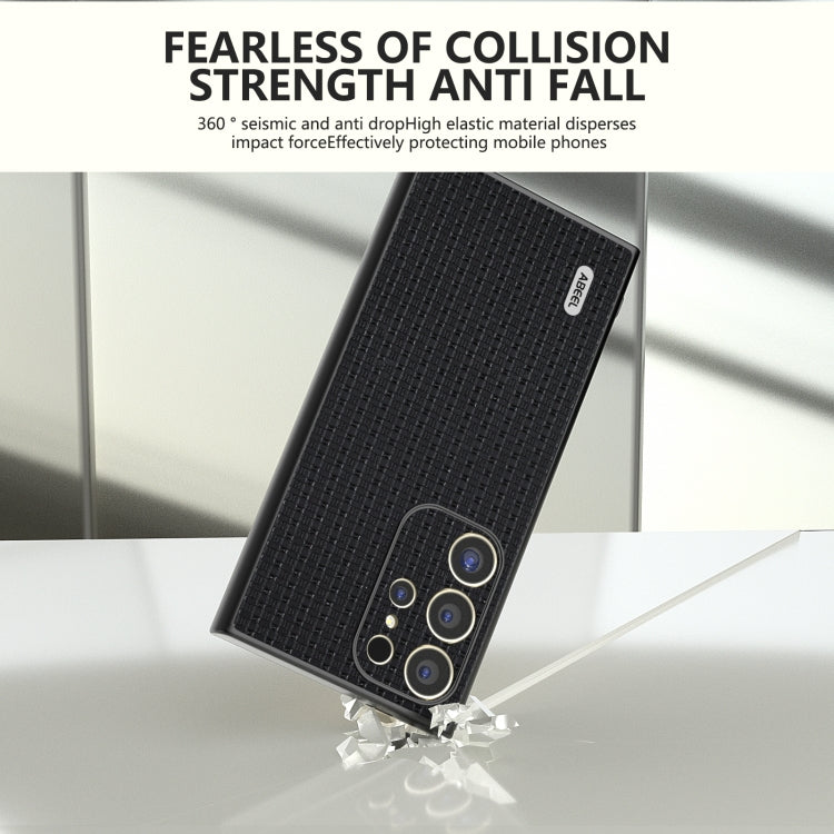 For Samsung Galaxy S24 Ultra 5G ABEEL Genuine Leather Luxury Black Edge Phone Case(Black) - HoMEdemic™ 