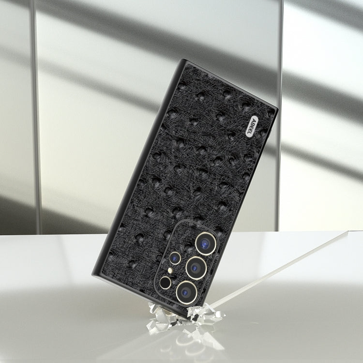 For Samsung Galaxy S24 Ultra 5G ABEEL Genuine Leather Ostrich Texture Phone Case(Black) - HoMEdemic™ 