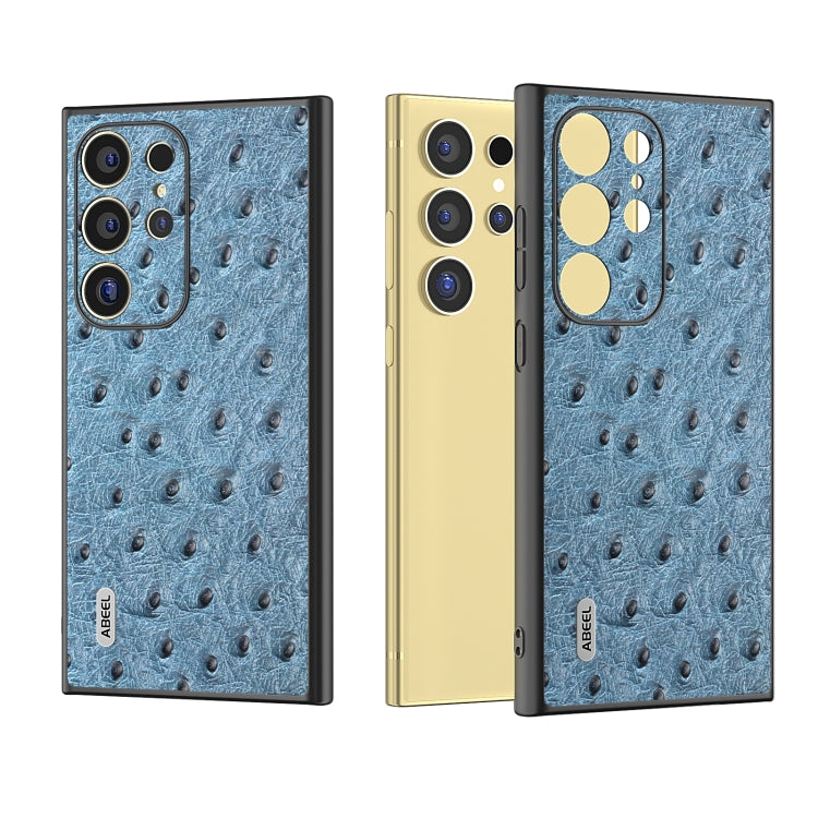 For Samsung Galaxy S24 Ultra 5G ABEEL Genuine Leather Ostrich Texture Phone Case(Blue) - HoMEdemic™ 