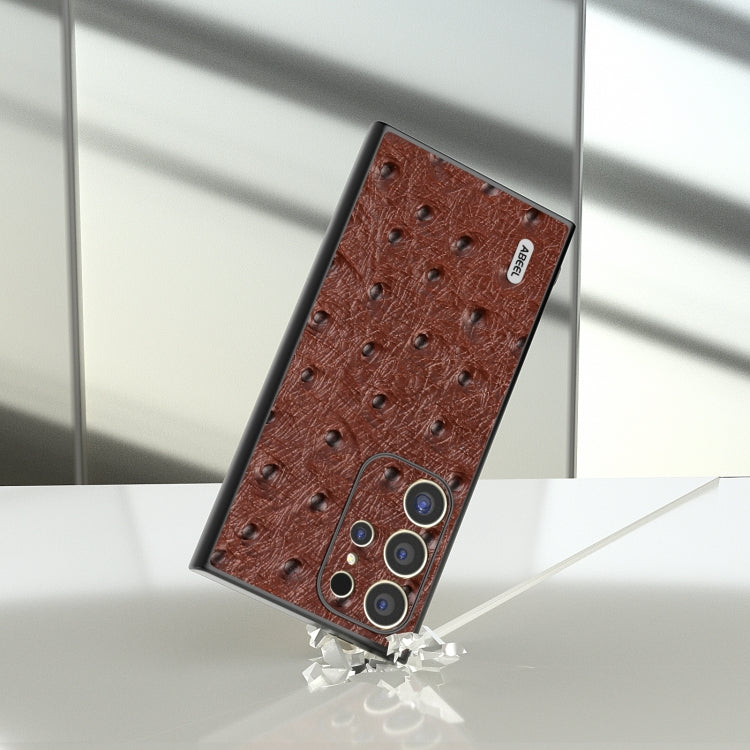 For Samsung Galaxy S24 Ultra 5G ABEEL Genuine Leather Ostrich Texture Phone Case(Coffee) - HoMEdemic™ 
