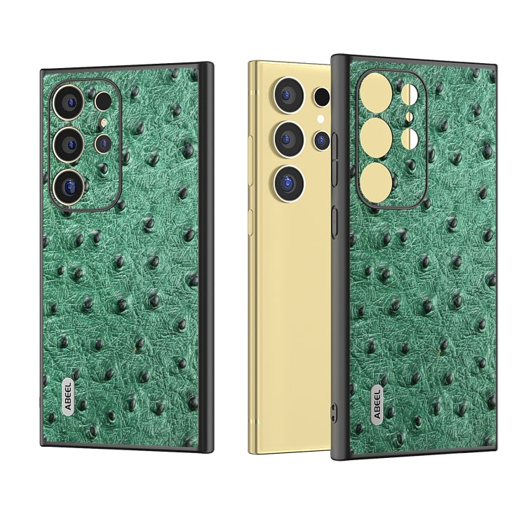 For Samsung Galaxy S24 Ultra 5G ABEEL Genuine Leather Ostrich Texture Phone Case(Green) - HoMEdemic™ 