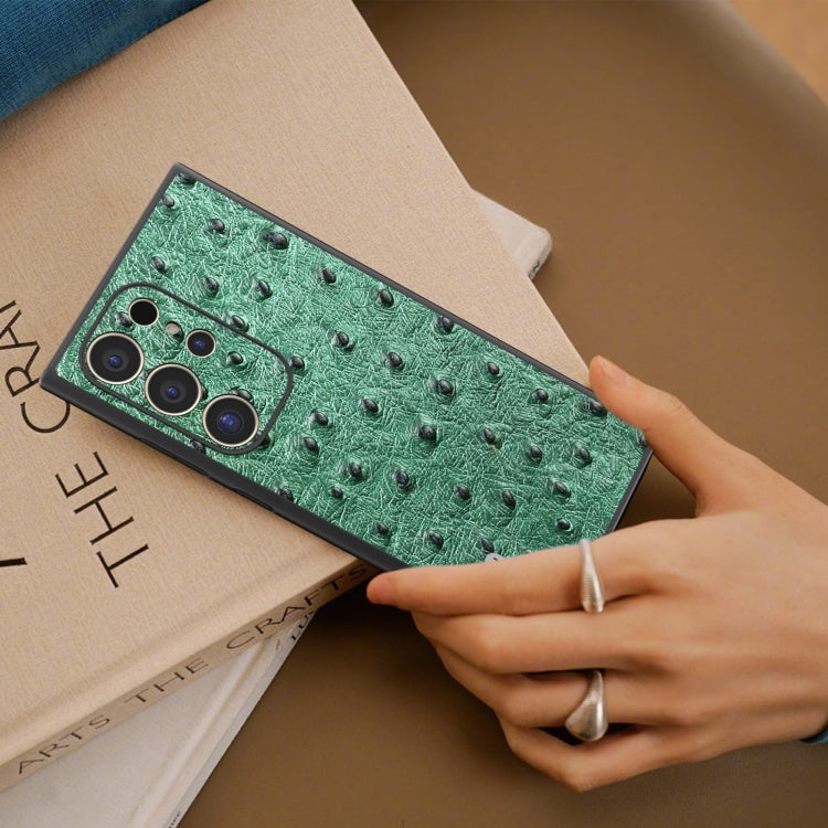 For Samsung Galaxy S24 Ultra 5G ABEEL Genuine Leather Ostrich Texture Phone Case(Green) - HoMEdemic™ 
