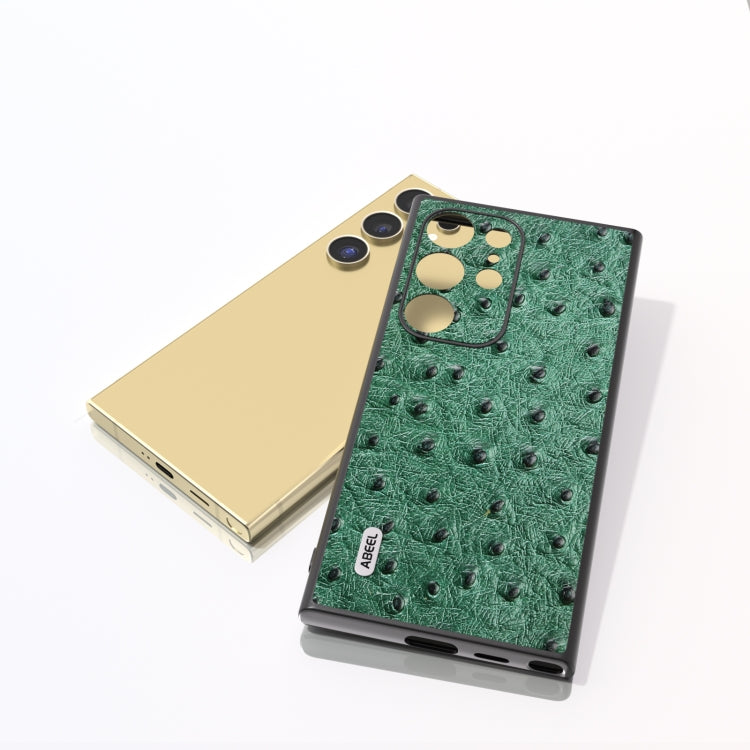 For Samsung Galaxy S24 Ultra 5G ABEEL Genuine Leather Ostrich Texture Phone Case(Green) - HoMEdemic™ 