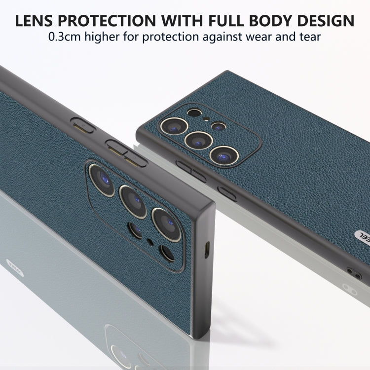 For Samsung Galaxy S24 Ultra 5G ABEEL Genuine Leather + PC Litchi Texture Phone Case(Green) - HoMEdemic™ 