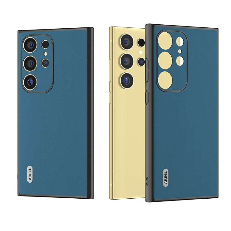For Samsung Galaxy S24 Ultra 5G ABEEL Genuine Leather Silky Soft Black Edge Phone Case(Blue) - HoMEdemic™ 