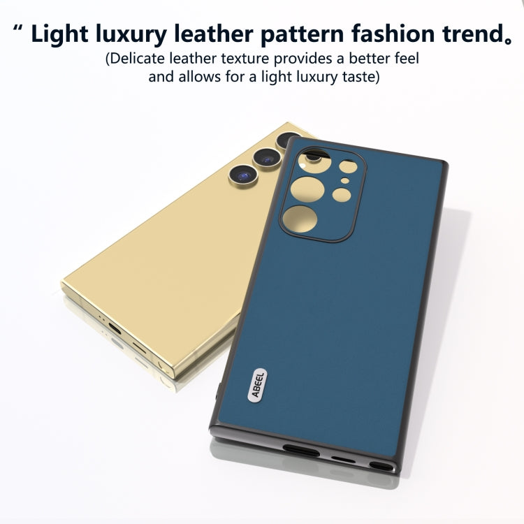 For Samsung Galaxy S24 Ultra 5G ABEEL Genuine Leather Silky Soft Black Edge Phone Case(Blue) - HoMEdemic™ 