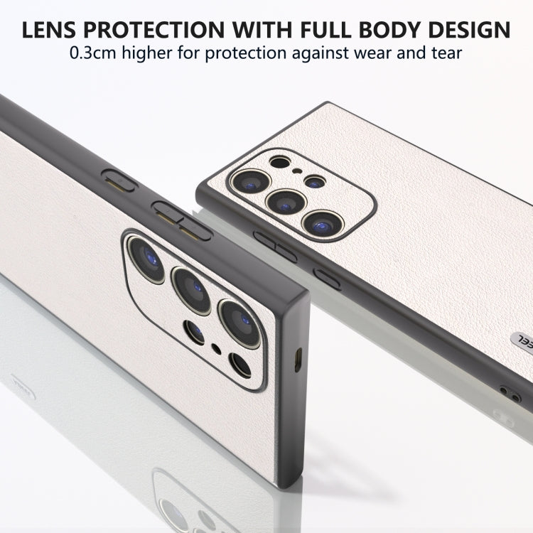 For Samsung Galaxy S24 Ultra 5G ABEEL Genuine Leather Wave Black Edge Phone Case(Grey) - HoMEdemic™ 